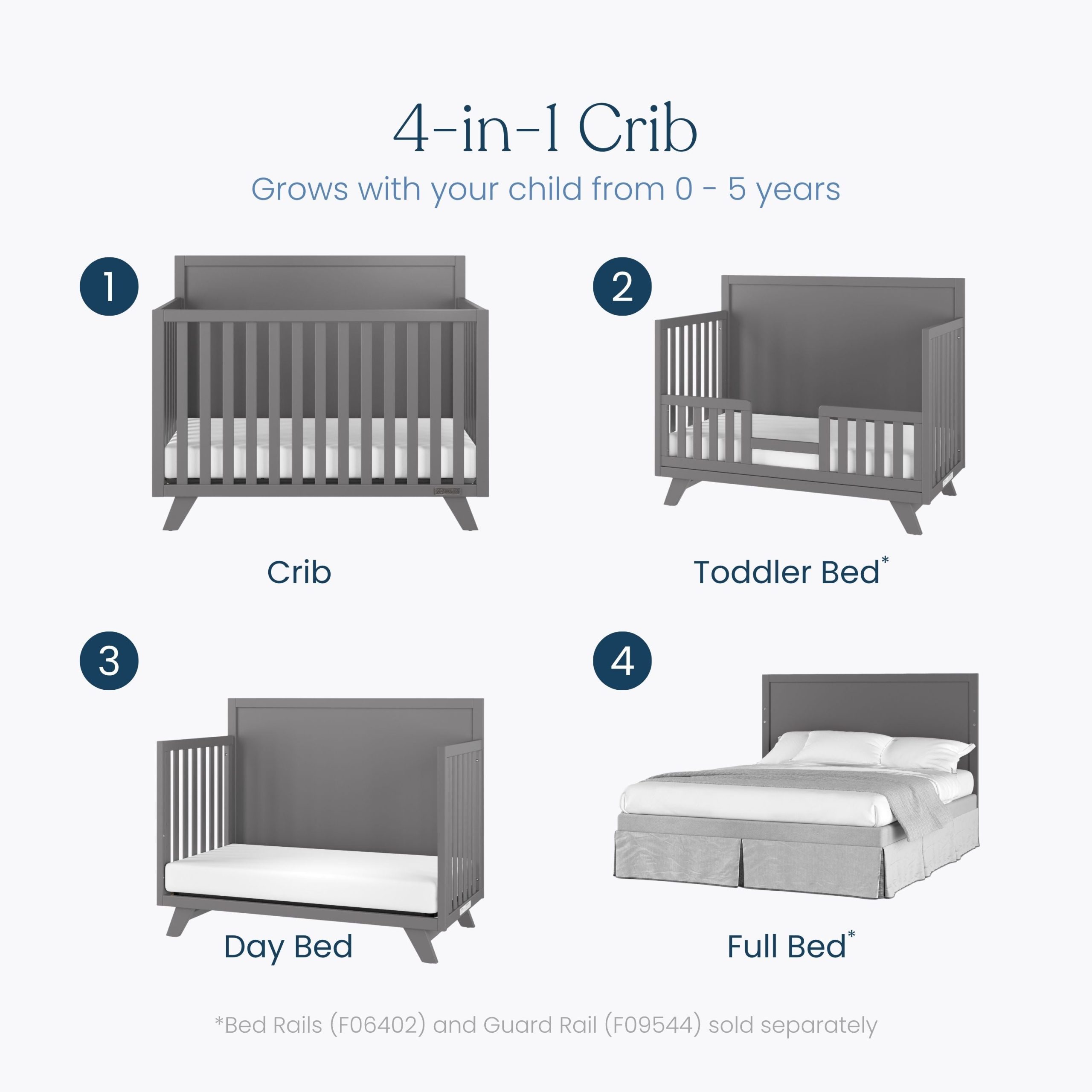 Soho 4-in-1 Flat Top Convertible Crib. Cool Gray - Image 3
