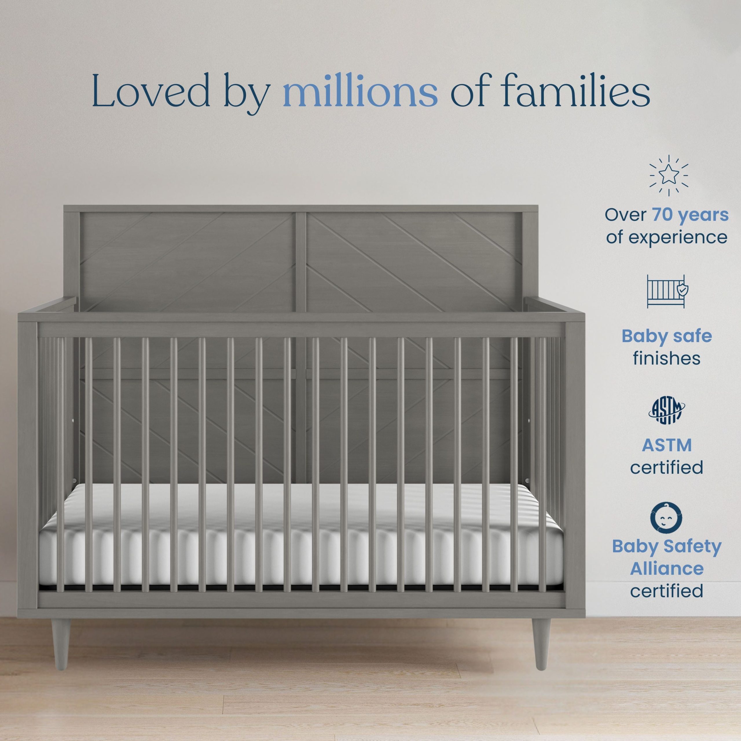 Surrey Hill 4-in-1 Convertible Crib. Lunar Gray - Image 7