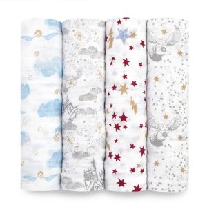 boutique iconic 100% cotton muslin swaddle blanket 4 pack