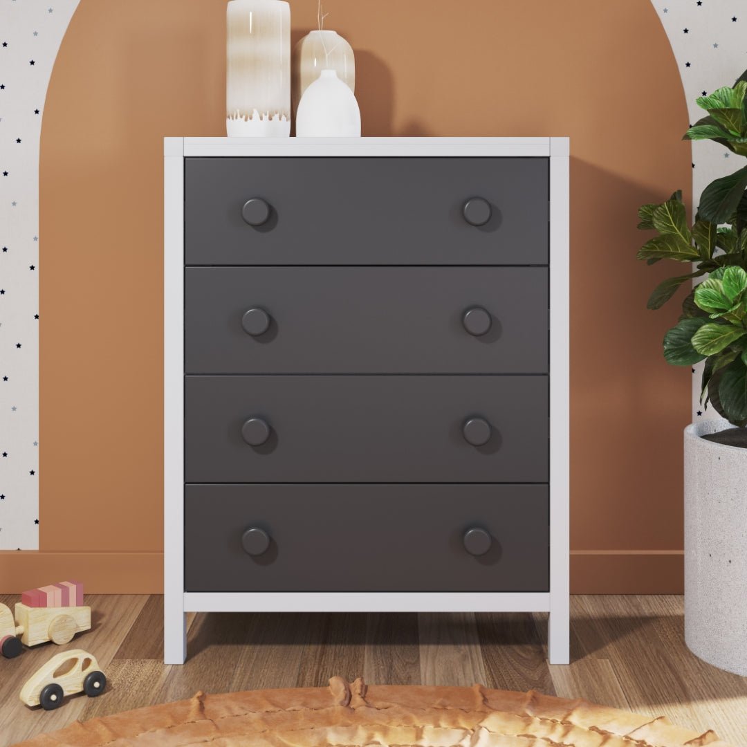 Orbit 4 Drawer Chest. Ebony/Matte White