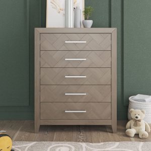 Kieran 5-Drawer Chest. Crescent Gray