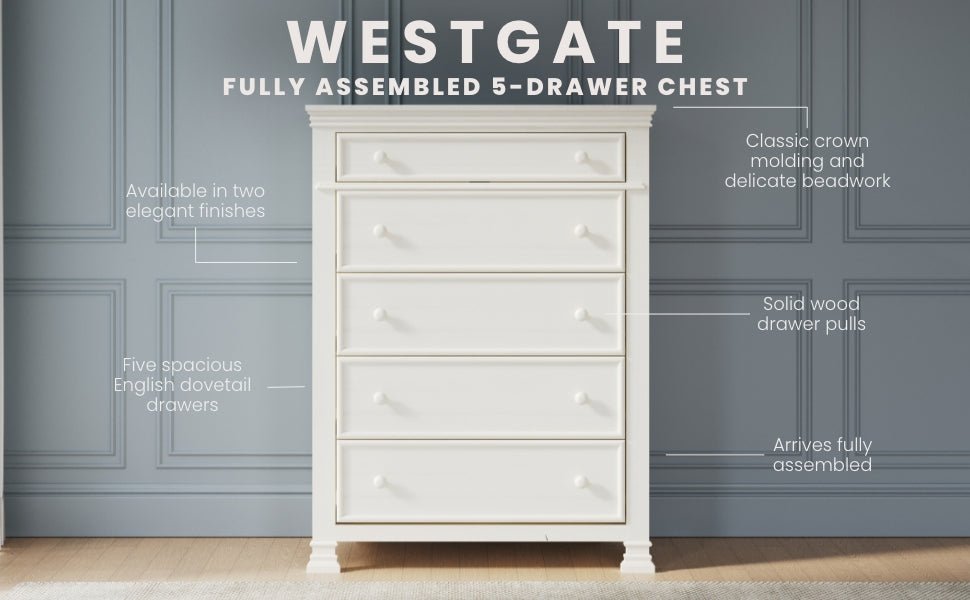 Westgate 5-Drawer Chest. Vintage Linen - Image 6