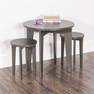 Geo Table and Stools Set. Dapper Gray