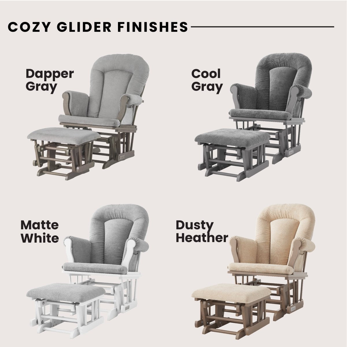 Cozy Glider and Ottoman. Matte White - Image 13