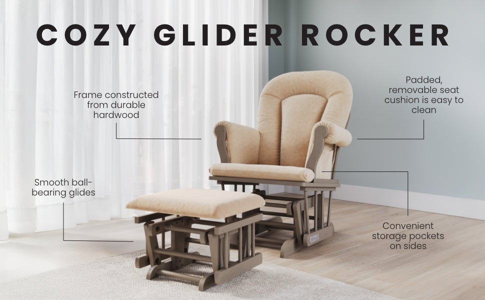 Cozy Glider and Ottoman. Dusty Heather - Image 6