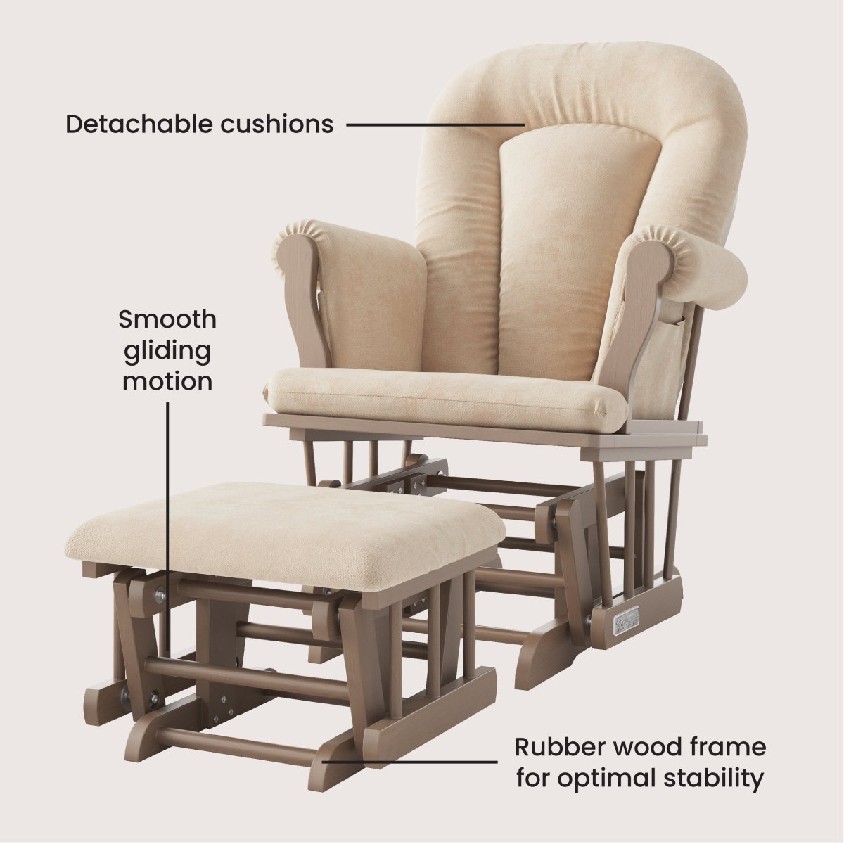Cozy Glider and Ottoman. Dusty Heather - Image 3