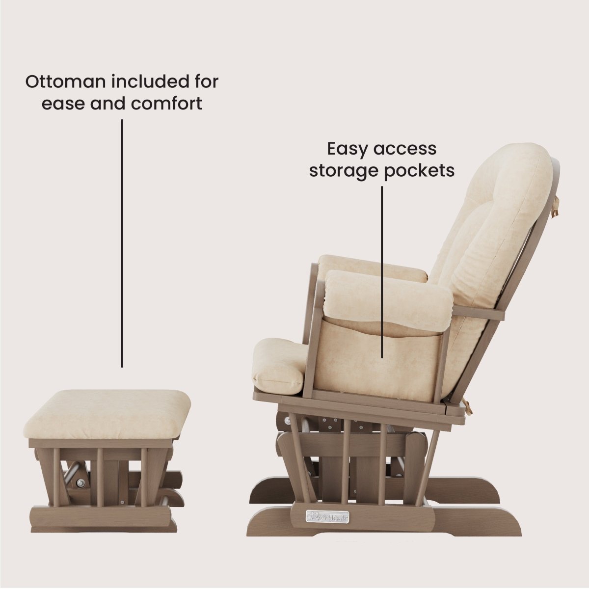 Cozy Glider and Ottoman. Dusty Heather - Image 4
