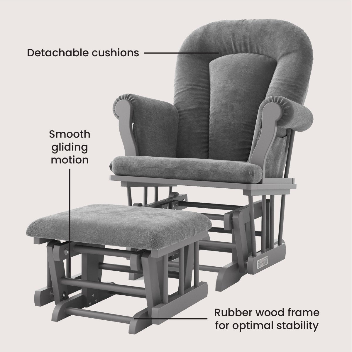 Cozy Glider and Ottoman. Cool Gray - Image 3