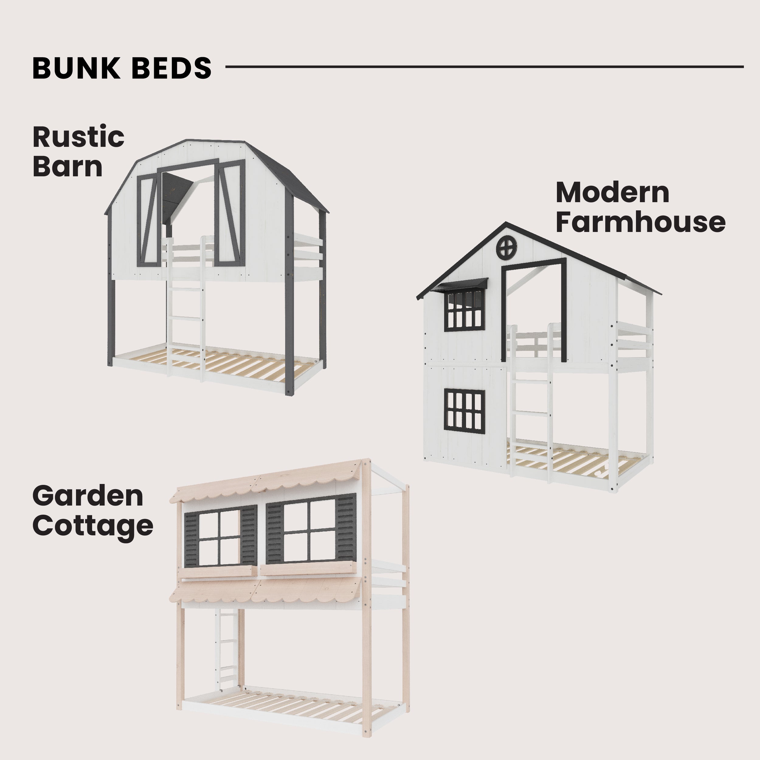 Modern Farmhouse Twin Over Twin Bunk Bed. White/Black - Image 13