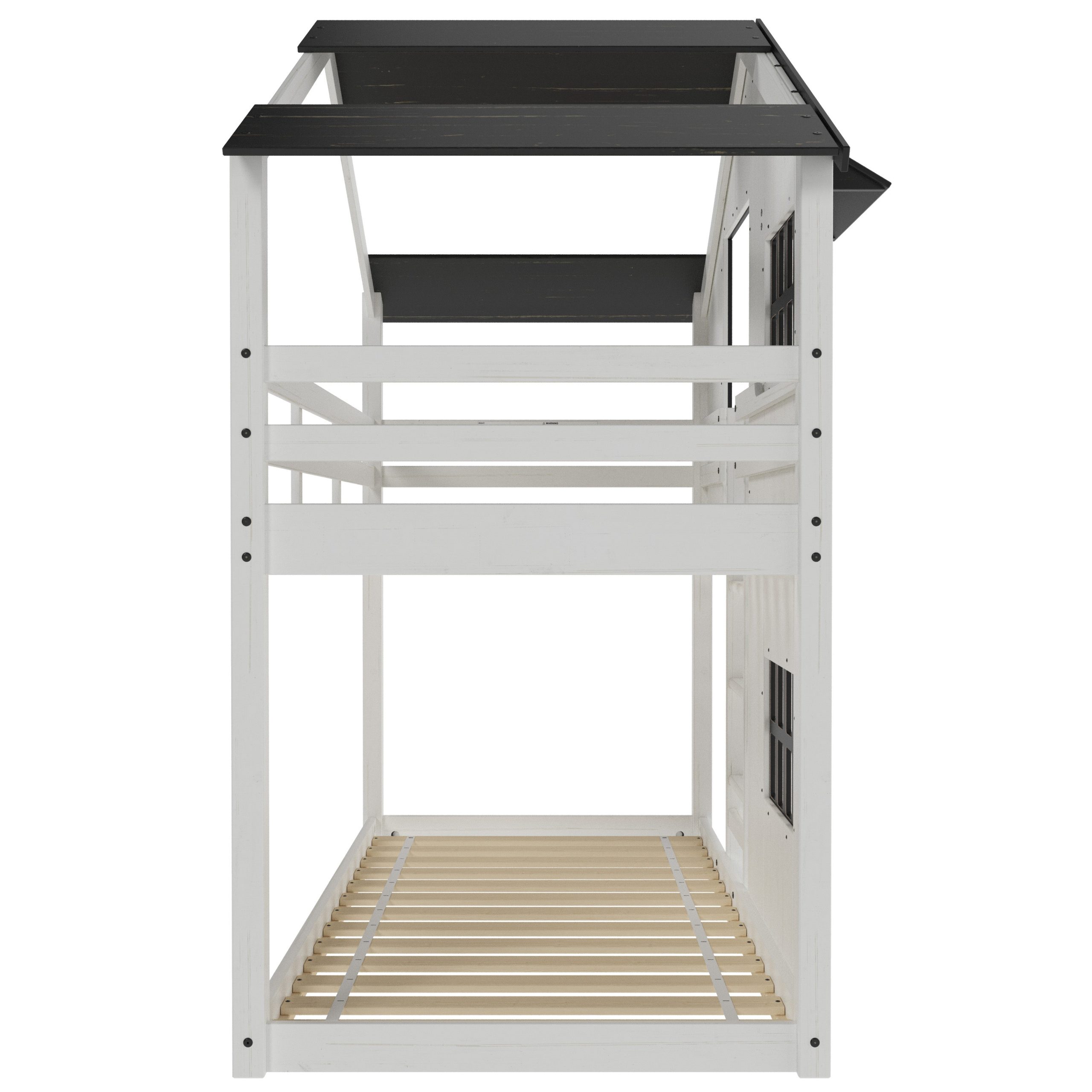 Modern Farmhouse Twin Over Twin Bunk Bed. White/Black - Image 5