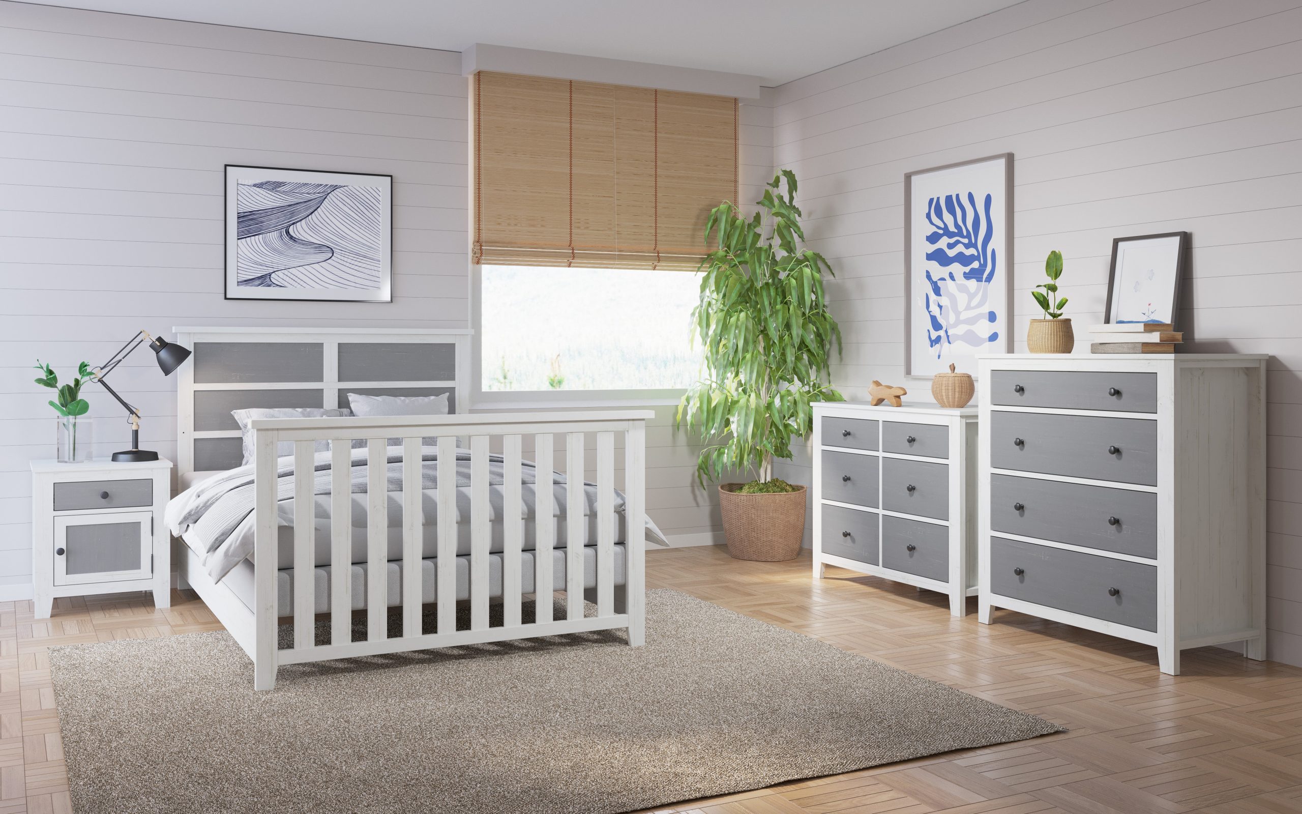 Full-Size Bed Rails. White/Gray - Image 3