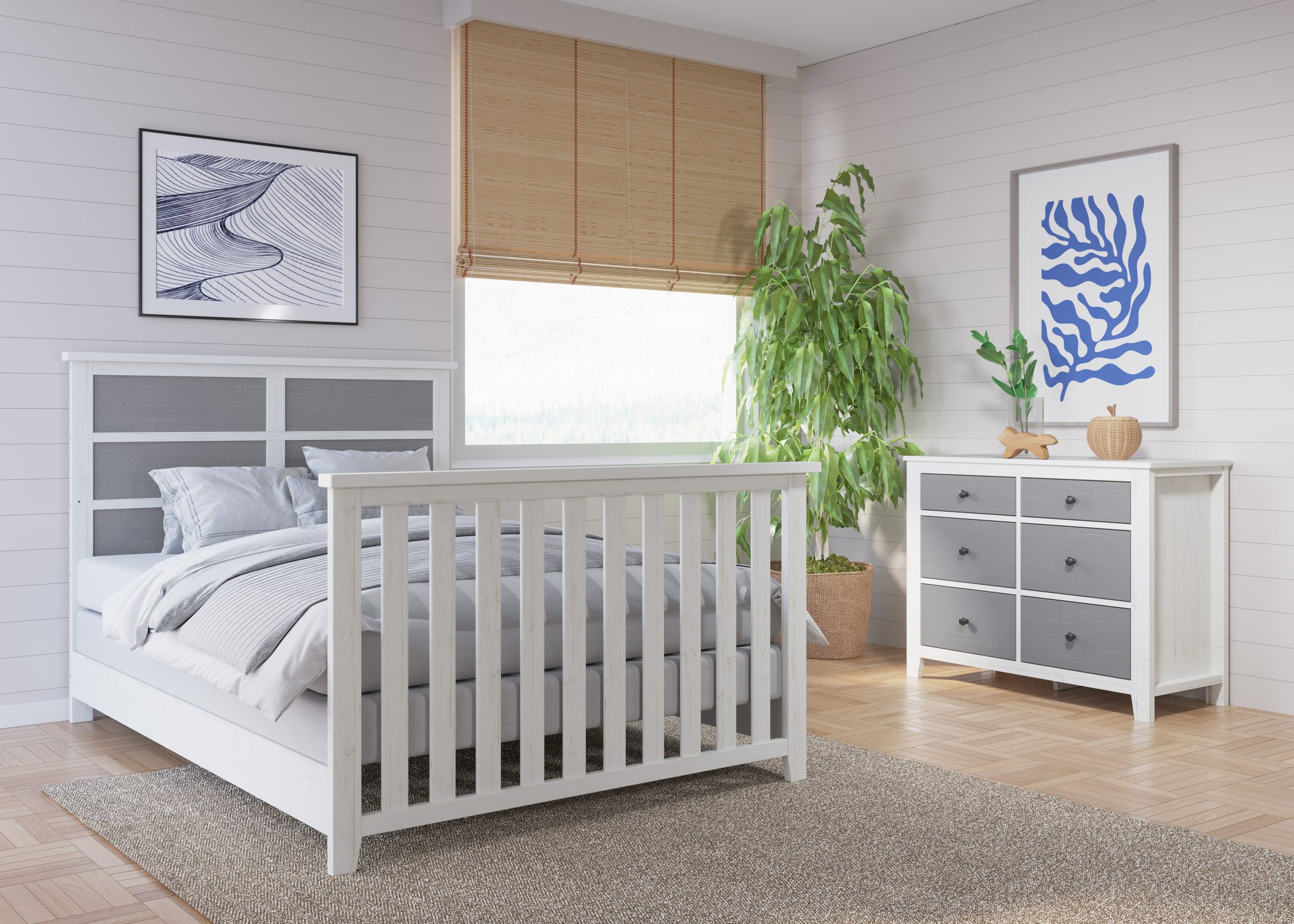 Full-Size Bed Rails. White/Gray - Image 4