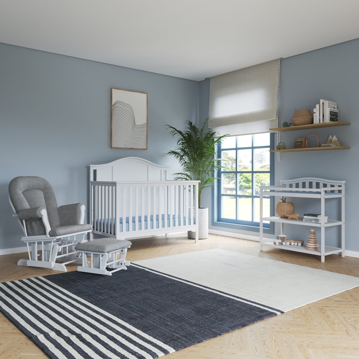Cozy Glider and Ottoman. Matte White - Image 8