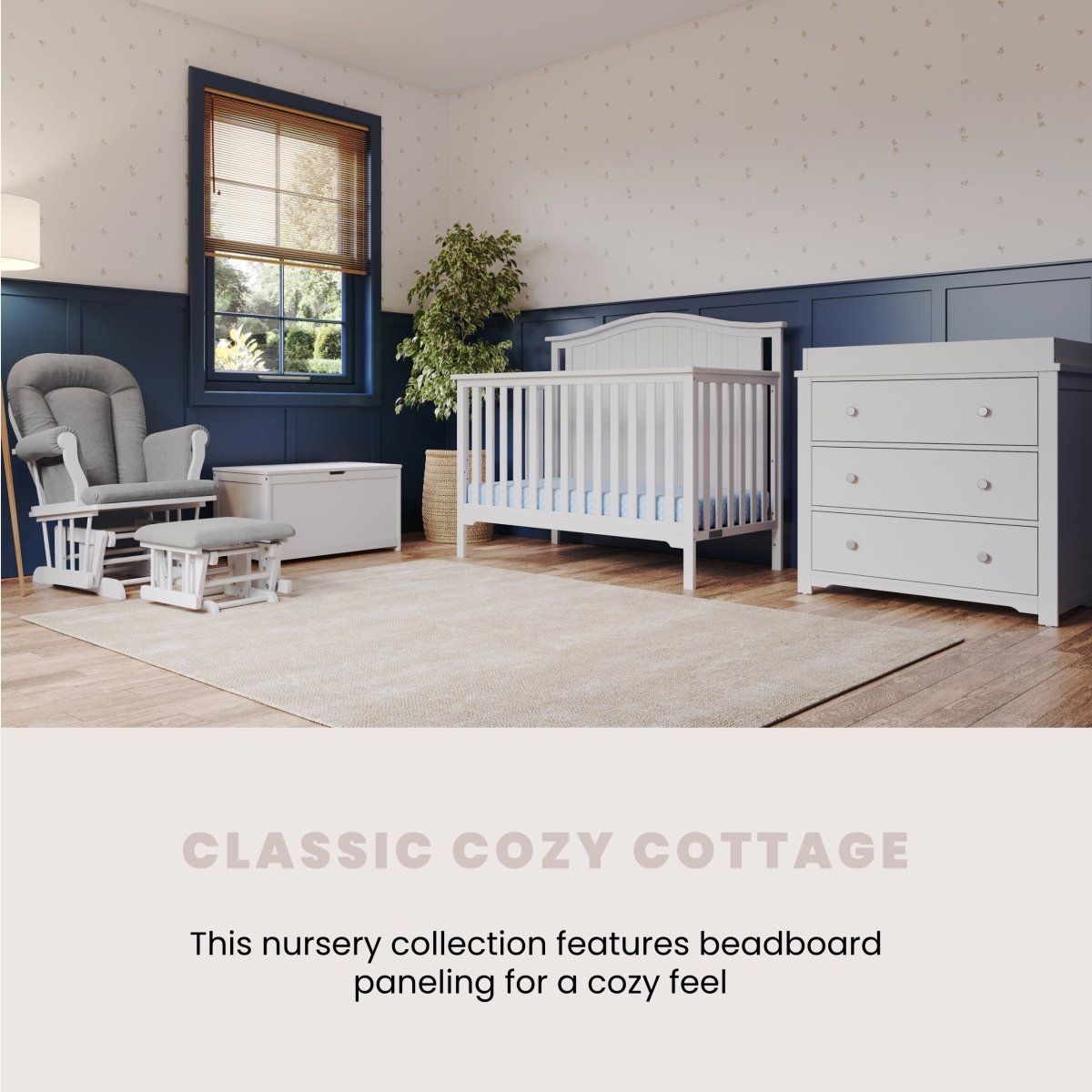 Cozy Glider and Ottoman. Matte White - Image 6