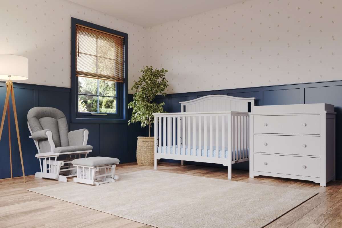 Cozy Glider and Ottoman. Matte White - Image 7