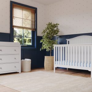 Hampton Arch Top 4 Piece Nursery Set with Crib. Dresser and Conversion Kit