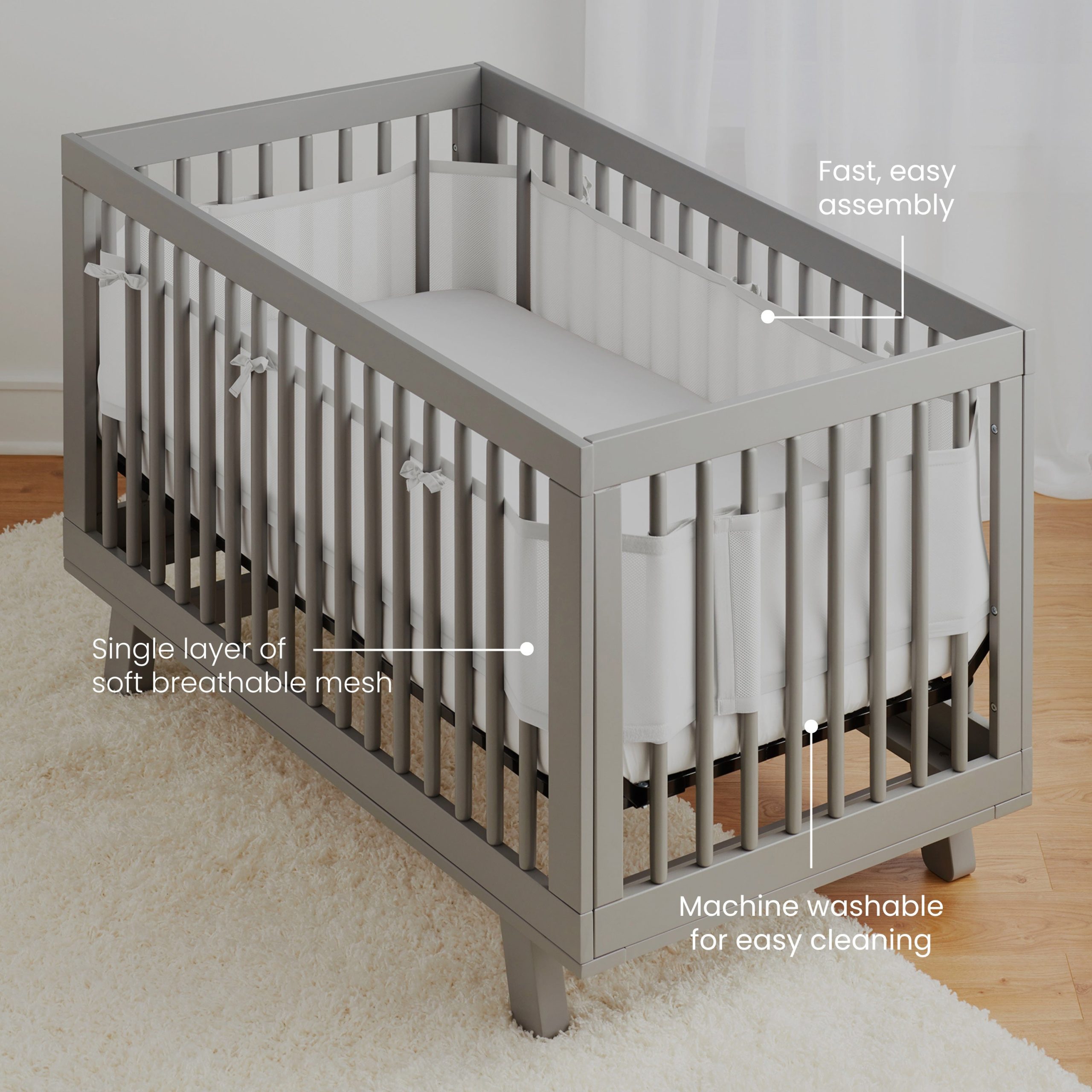 Breathable Mesh Crib Liner for Full Sized Crib - Image 6