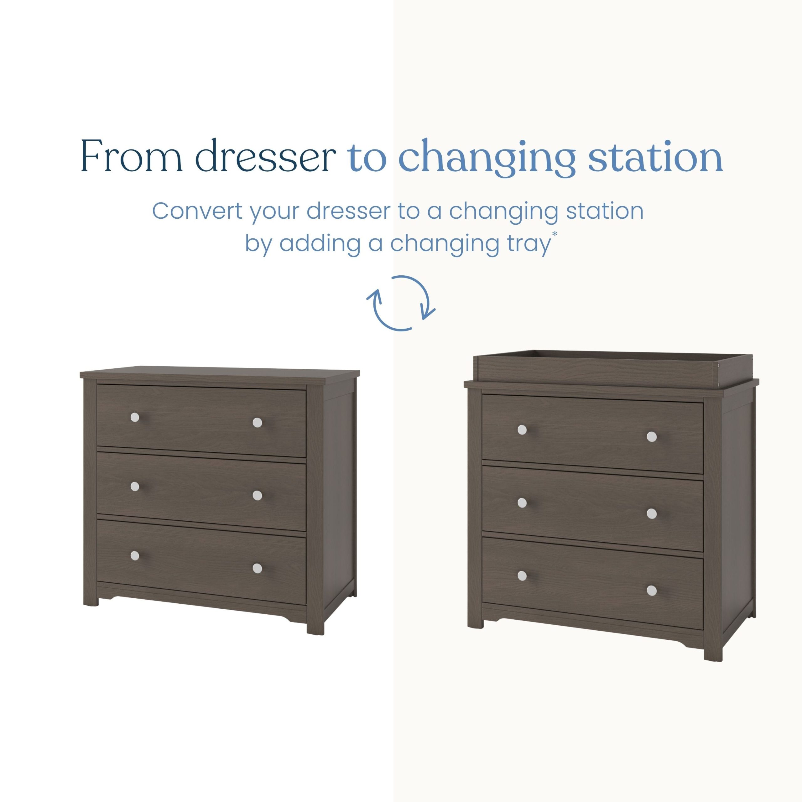 Harmony 3-Drawer Dresser with Changing Table Topper. Dapper Gray - Image 6