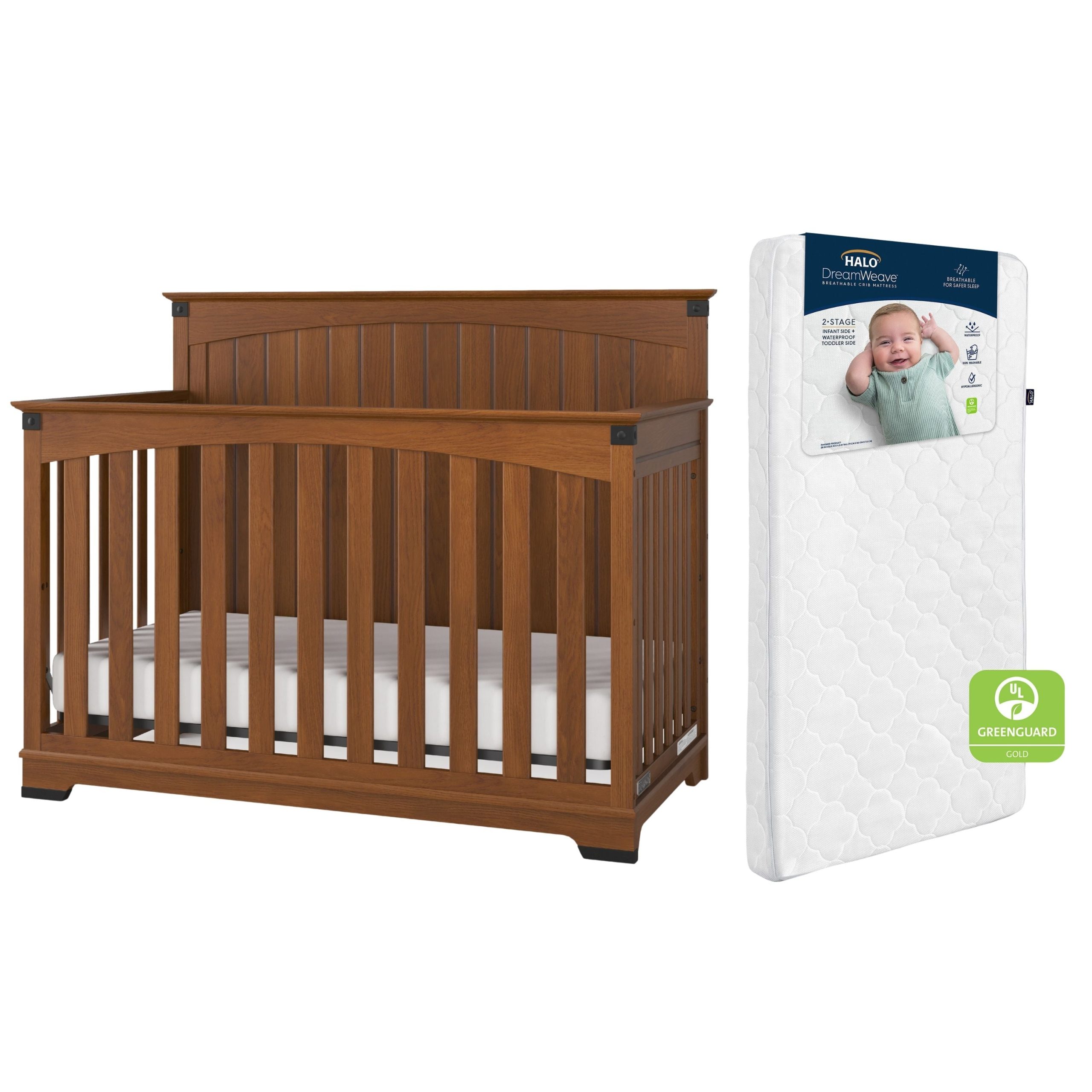 Redmond Full Panel 2-Piece Crib and DreamWeave Set. Coach Cherry