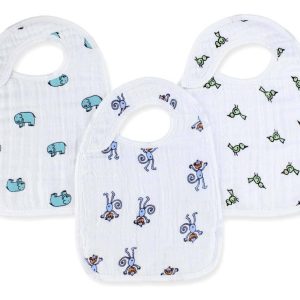 boutique 100% cotton muslin snap bibs 3 pack