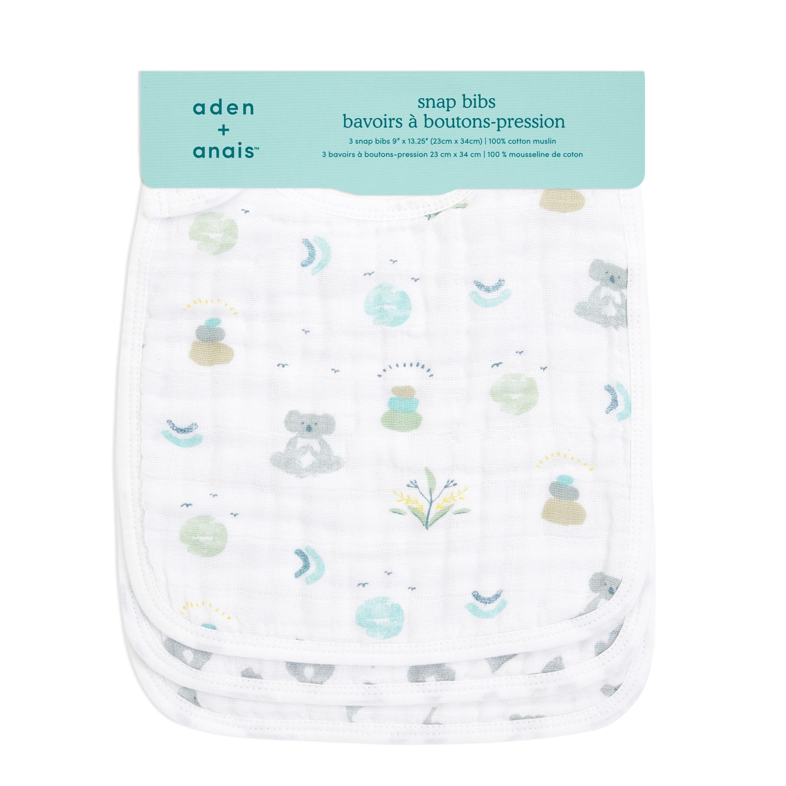 boutique 100% cotton muslin snap bibs 3 pack - Image 3