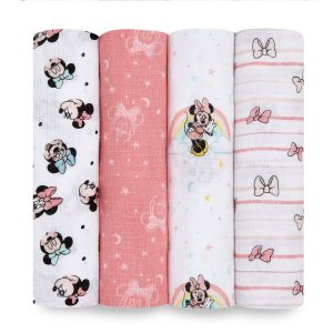Disney™ essentials cotton muslin swaddle blanket 4 pack