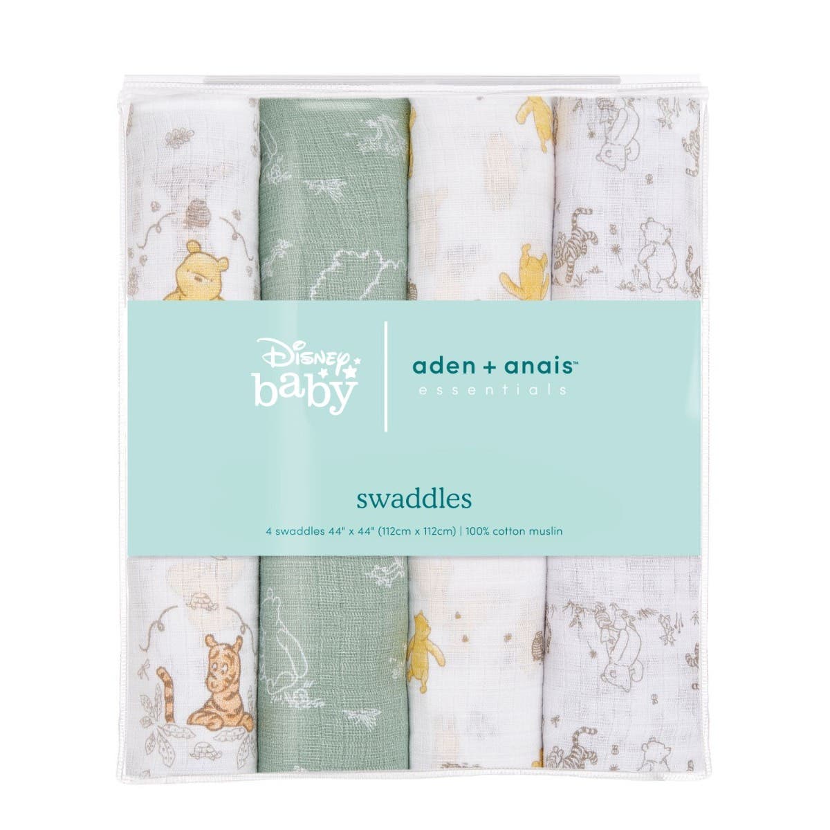 Disney™ Winnie the Pooh essentials cotton muslin swaddle blanket 4 pack - Image 6