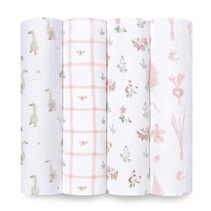 essentials cotton muslin swaddle blanket 4 pack