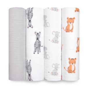 essentials cotton muslin swaddle blanket 4 pack